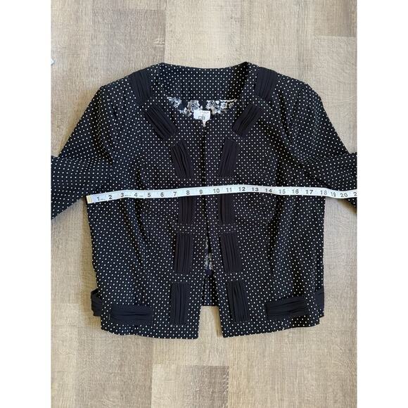 Cabi Seaside Chic Black White Polka Ribbon Dot Classic Blazer Size 6 academia - Picture 3 of 6